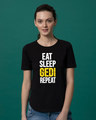 Shop Eat Sleep Gedi Repeat Basic Round Hem T-Shirt-Front