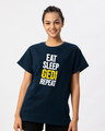 Shop Eat Sleep Gedi Repeat Boyfriend T-Shirt-Front