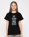 Shop Eat Sleep Lyadh Repeat Boyfriend T-Shirt-Front