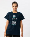 Shop Eat Sleep Lyadh Repeat Boyfriend T-Shirt-Front