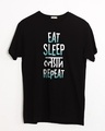 Shop Eat Sleep Lyadh Repeat Half Sleeve T-Shirt-Front