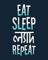Shop Eat Sleep Lyadh Repeat Round Neck 3/4th Sleeve T-Shirt