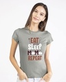 Shop Eat Sleep Momo Repeat Half Sleeve T-Shirt-Front