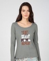 Shop Eat Sleep Momo Repeat Scoop Neck Full Sleeve T-Shirt-Full