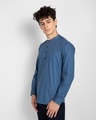 Shop Egyptian Blue  Slim Fit Printed Henley Shirt-Full