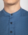 Shop Egyptian Blue  Slim Fit Printed Henley Shirt