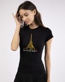 Shop Eiffel Belle Half Sleeve T-Shirt (GOLD PRINT)-Front