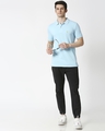 Shop Electric blue-Neon Lime Contrast Collar Pique Polo T-Shirt-Full