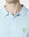 Shop Electric blue-Neon Lime Contrast Collar Pique Polo T-Shirt