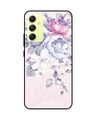 Shop Elegant Floral Premium Glass Case for Samsung Galaxy A34 5G (Shock Proof, Scratch Resistant)-Front