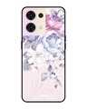 Shop Elegant Floral Printed Premium Glass Cover for Oppo Reno8 5G (Shockproof, Light Weight)-Front