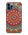 Shop Elegant Mandala Printed Premium Glass Cover For iPhone 12 Pro (Impact Resistant, Matte Finish)-Front