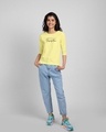 Shop Embrace Imperfection Round Neck 3/4 Sleeve T-Shirt Pastel Yellow-Design