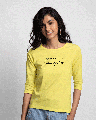 Shop Embrace Imperfection Round Neck 3/4 Sleeve T-Shirt Pastel Yellow