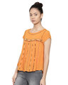 Shop Women's Embroidered Tangerine Peplum Top-Back