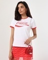 Shop Women's White Enjoy Coca Cola Typography T-shirt-Front
