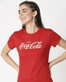 Shop Women's Red Enjoy Coca-Cola Typography T-shirt-Front