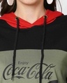 Shop Women's Black & Green Enjoy Coca-Cola Color Block Hoodie Short Top