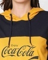 Shop Women's Blue & Yellow Enjoy Coca-Cola Color Block Hoodie Short Top