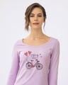 Shop Enjoy The Ride Bicycle Scoop Neck Full Sleeve T-Shirt-Front