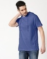 Shop Ensgn Blue Half Sleeve Hoodie T-Shirt-Front