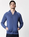 Shop Ensign Blue Cut & Sew Zipper Hoodie-Front