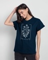 Shop Euphoria Flowers Boyfriend T-Shirt - Navy Blue-Front