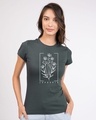 Shop Euphoria Flowers Half Sleeve T-Shirt - Nimbus Grey-Front