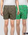 Shop Pack of 2 Men's Multicolor Evergreen Boxers-Front