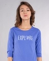 Shop Explore Globe Round Neck 3/4th Sleeve T-Shirt