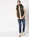 Shop Explore More Logo Sleeveless Puffer Jacket with Detachable Hood-Full