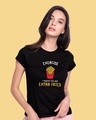 Shop Extra Fries Half Sleeve Printed T-Shirt Black-Front