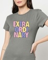 Shop Extraordinary Half Sleeve Printed T-Shirt Meteor Grey-Front