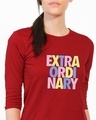 Shop Extraordinary Round Neck 3/4 Sleeve T-Shirt Bold Red-Front