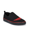 Shop Men's Black & Red Polycanvas Smiley Printed Slip-On Sneaker-Front