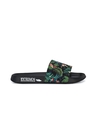 Shop Black And Green Floral Casual Sliders