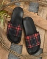 Shop Black And Red Check Casual Sliders-Front