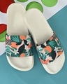 Shop Men White Floral Printed Slider-Front