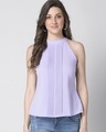 Shop Lilac Pleated Halter Neck Top-Front