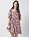 Shop Multicolored Floral Blouson Tiered Dress-Front