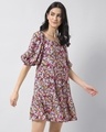 Shop Multicolored Floral Blouson Tiered Dress-Design