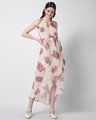 Shop Peach Floral Wrap Maxi Dress-Front