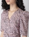 Shop Pink Leopard Print Puff Sleeve Belted Jumpsuit-Full