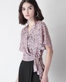 Shop Pink Leopard Print Side Tie Wrap Shirt-Design