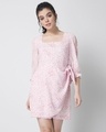 Shop White Pink Leopard Print Wrap Dress-Front