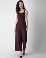 Shop Wine Strappy Frilled Jumpsuit-Front
