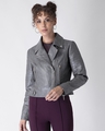 Shop Women's Grey Regular Fit Jacket-Front