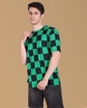 Shop Men's Green Demon Slayer Tanjiro Checked Oversized T Shirt-Full