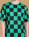 Shop Men's Green Demon Slayer Tanjiro Checked Oversized T Shirt