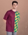 Shop Men's Maroon Demon Geometric Printed Oversized T Shirt-Design